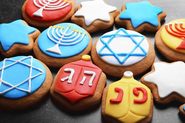 Smakelijke geglazuurde cookies voor Chanoeka — Stockfoto