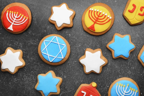 Tasty glazed cookies for Hanukkah — Stock Photo, Image