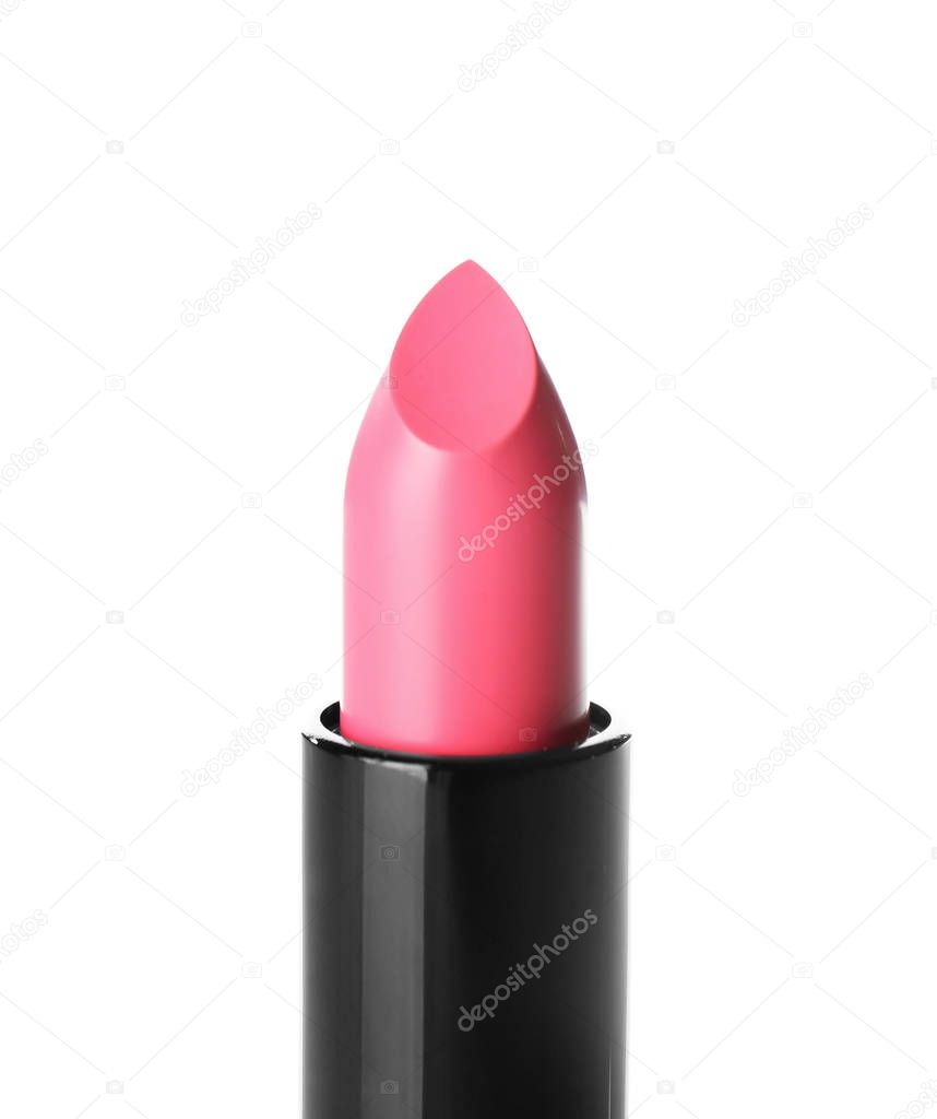 Pink lipstick isolated on white