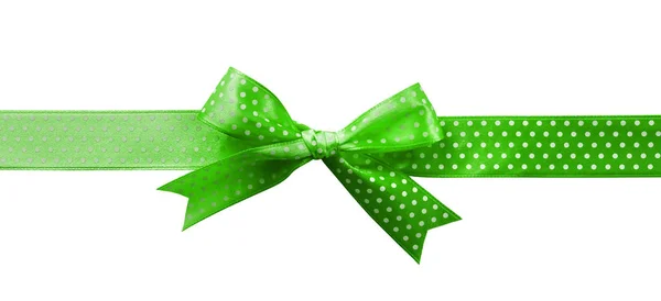 Fiocco verde festivo con pois — Foto Stock