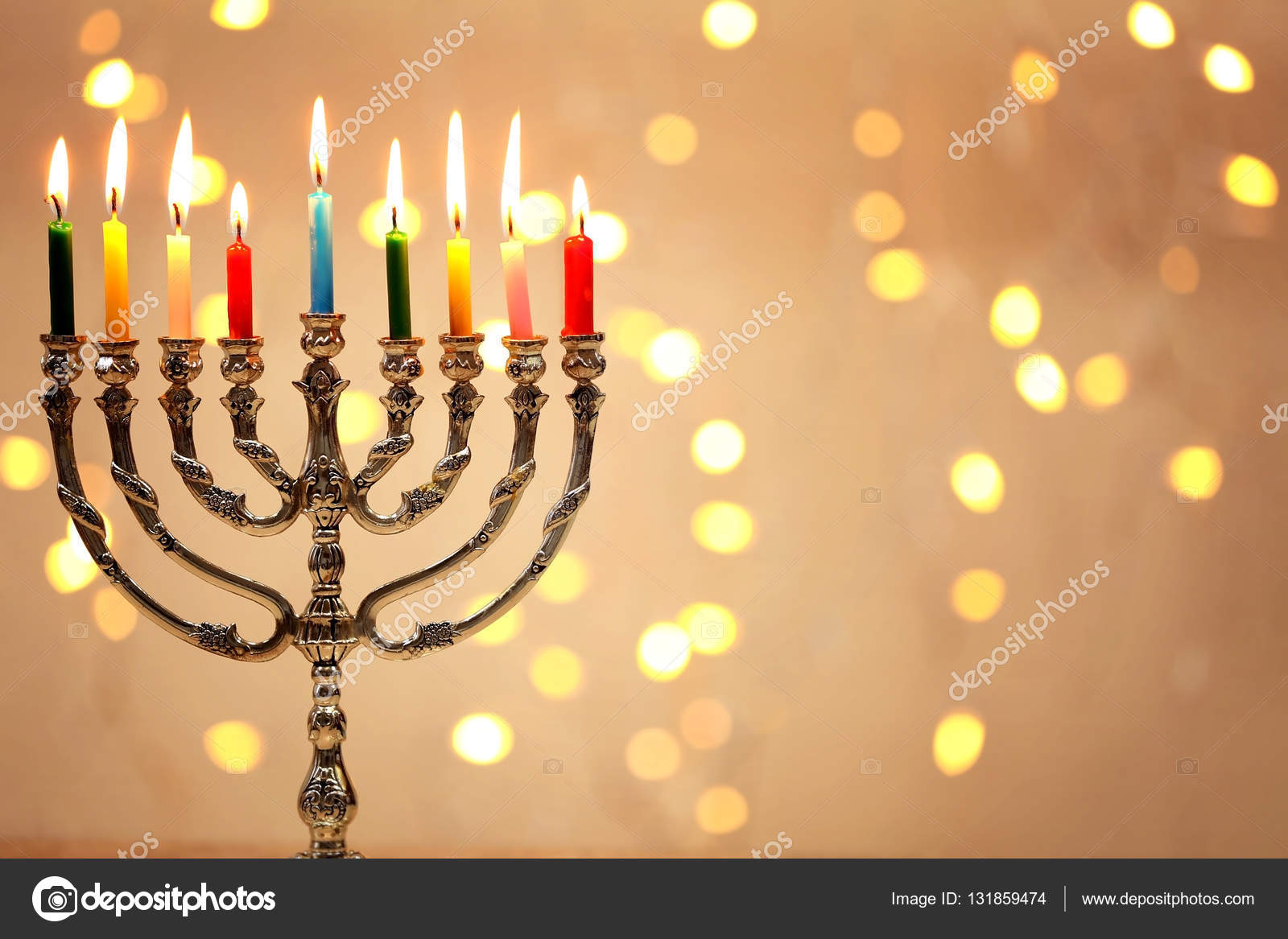 Menorah with candles for Hanukkah Stock Photo by ©belchonock 131859474