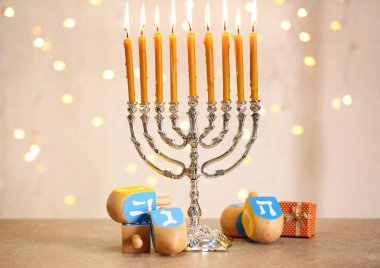 Menorah with candles for Hanukkah clipart