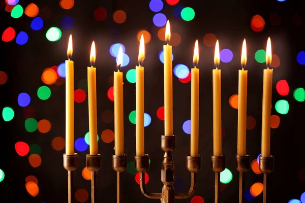 A gyertyák a Hanuka Menorah — Stock Fotó