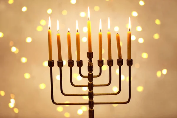 Menorah with candles for Hanukkah — Stock Photo, Image