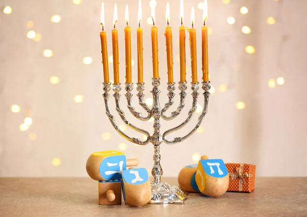 Menorah with candles for Hanukkah — Stock Photo, Image