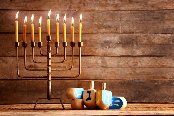 Menorah with candles for Hanukkah