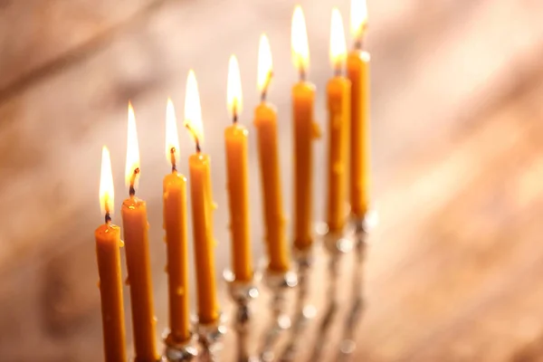 Menorah with candles for Hanukkah — Stock Photo, Image