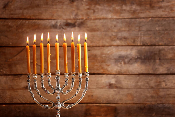 Menorah with candles for Hanukkah