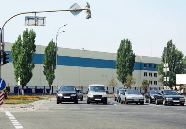 Şehir sokak arabalar bir trafik sıkışması