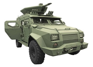 Beyaz arka plan üzerinde askeri makine