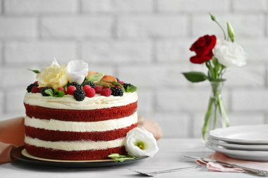Delicious cake with fruits and berries clipart