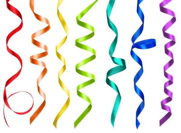 Collage of festive colorful ribbons