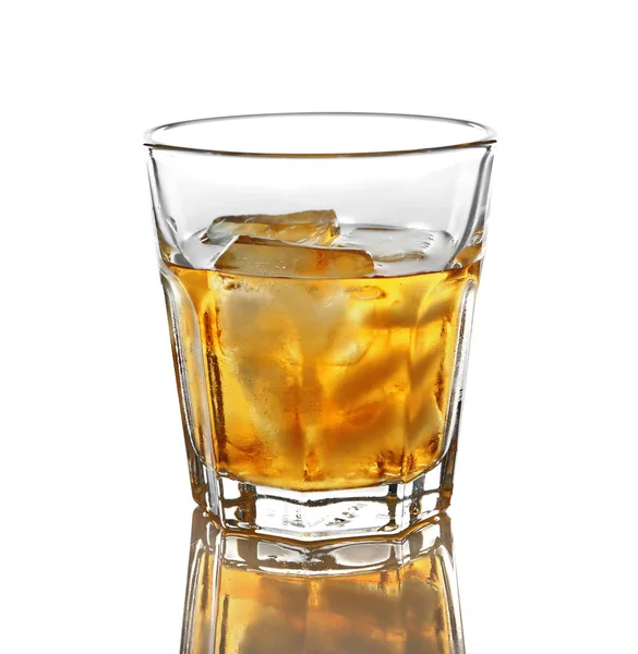 Glass of whisky with ice — Stock Photo, Image