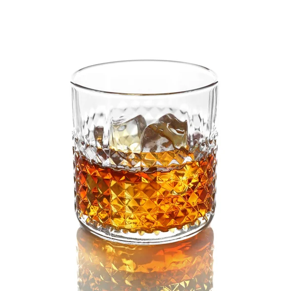 Glass of whisky with ice — Stock Photo, Image