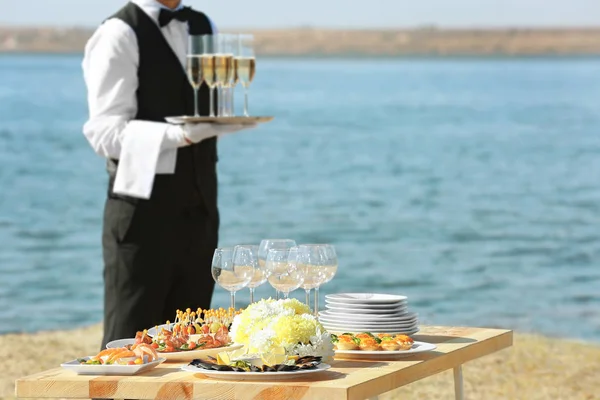 Tisch serviert für Buffet Catering Party — Stockfoto