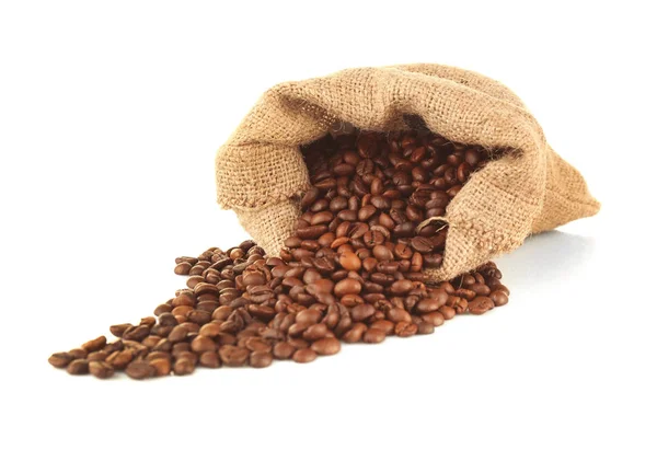 Purse with roasted coffee beans — Stock Photo, Image