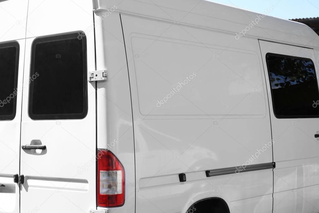 White delivery car, closeup