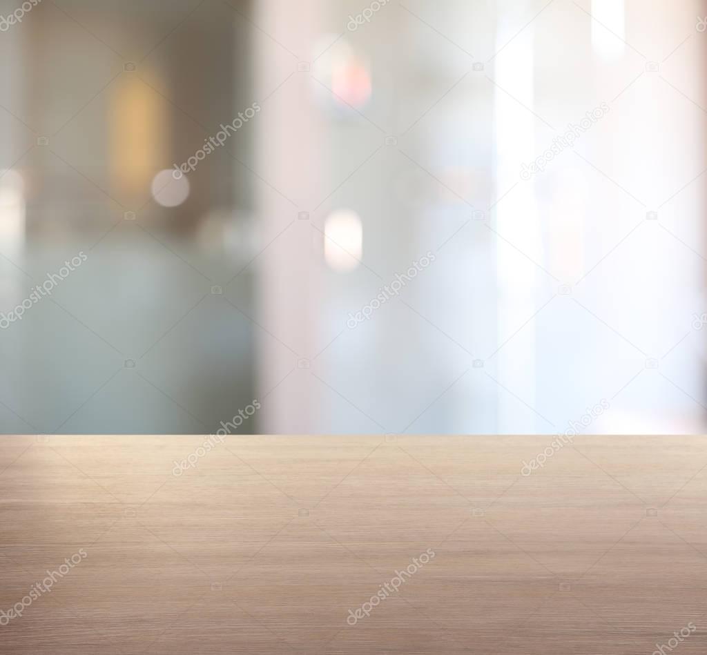 Table against blurred office background