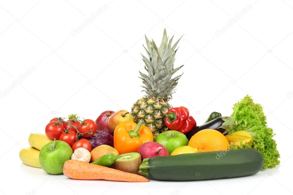 Group of fresh vegetables and fruits