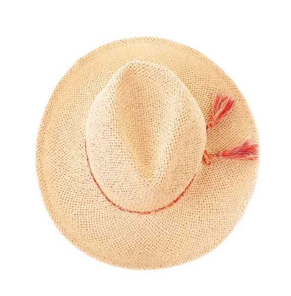 Chapéu de palha, isolado sobre branco — Fotografia de Stock