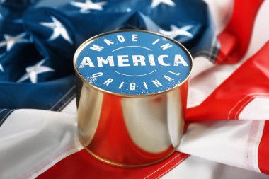 Konserve Gıda Amerikan bayrağı. Amerikan malı