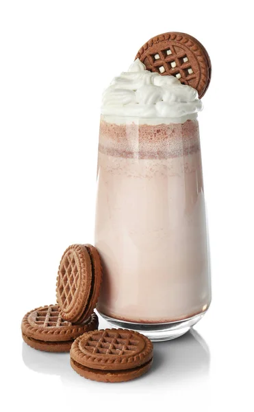 Batido de leche de chocolate sobre fondo blanco —  Fotos de Stock