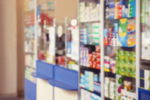 Blurred interior of pharmacy — Stock Photo, Image