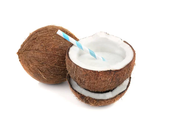 在白色背景上的椰子美味鸡尾酒 — 图库照片