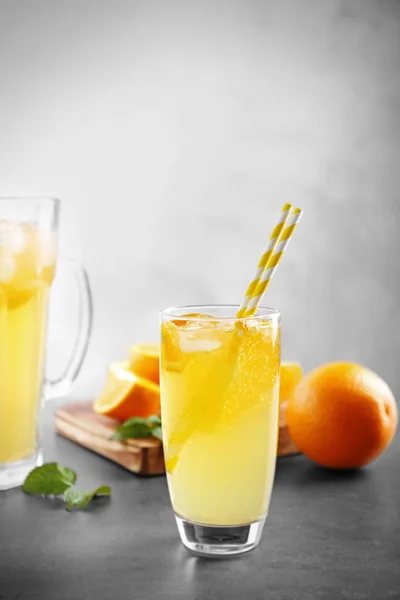 Glass of refreshing orange drink