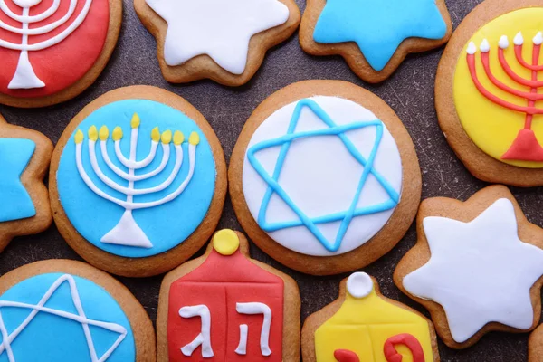 Tasty glazed cookies for Hanukkah — Stock Photo, Image