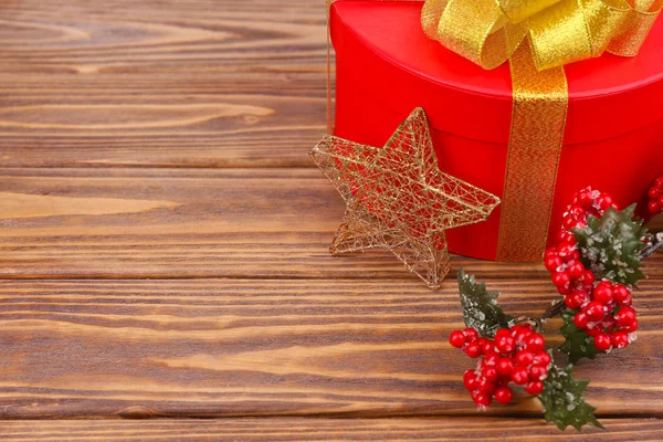 Christmas present with decor — Stock Photo, Image