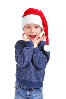 Noel Baba şapkalı çocuk 