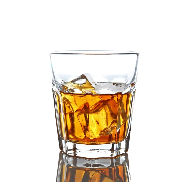 Glass of whisky with ice — Stock Photo, Image