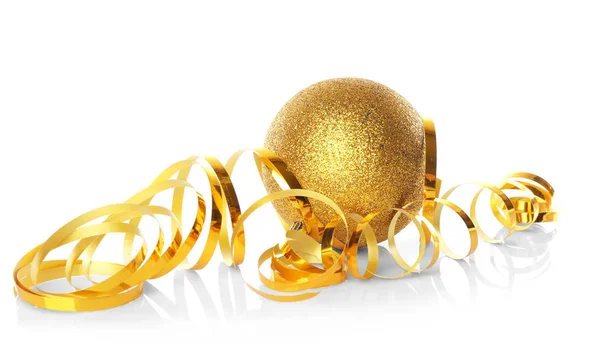 Christmas ball med streamer — Stockfoto