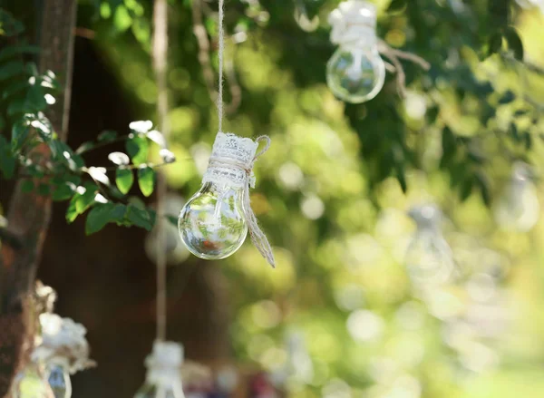 Bombillas Vidrio Decoradas Boda Aire Libre — Foto de Stock