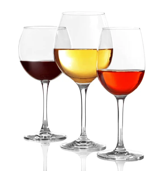 Three glasses with tasty wine — Stock Photo, Image