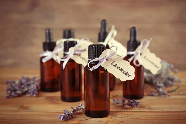 Lavender flowers and bottles — Stock Photo, Image