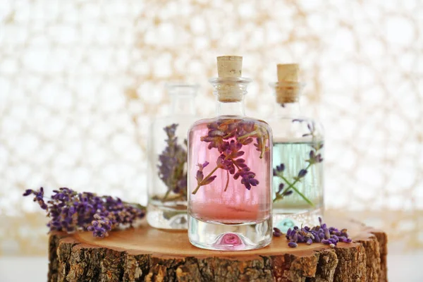 Bottles with lavender oil — Stock Photo, Image