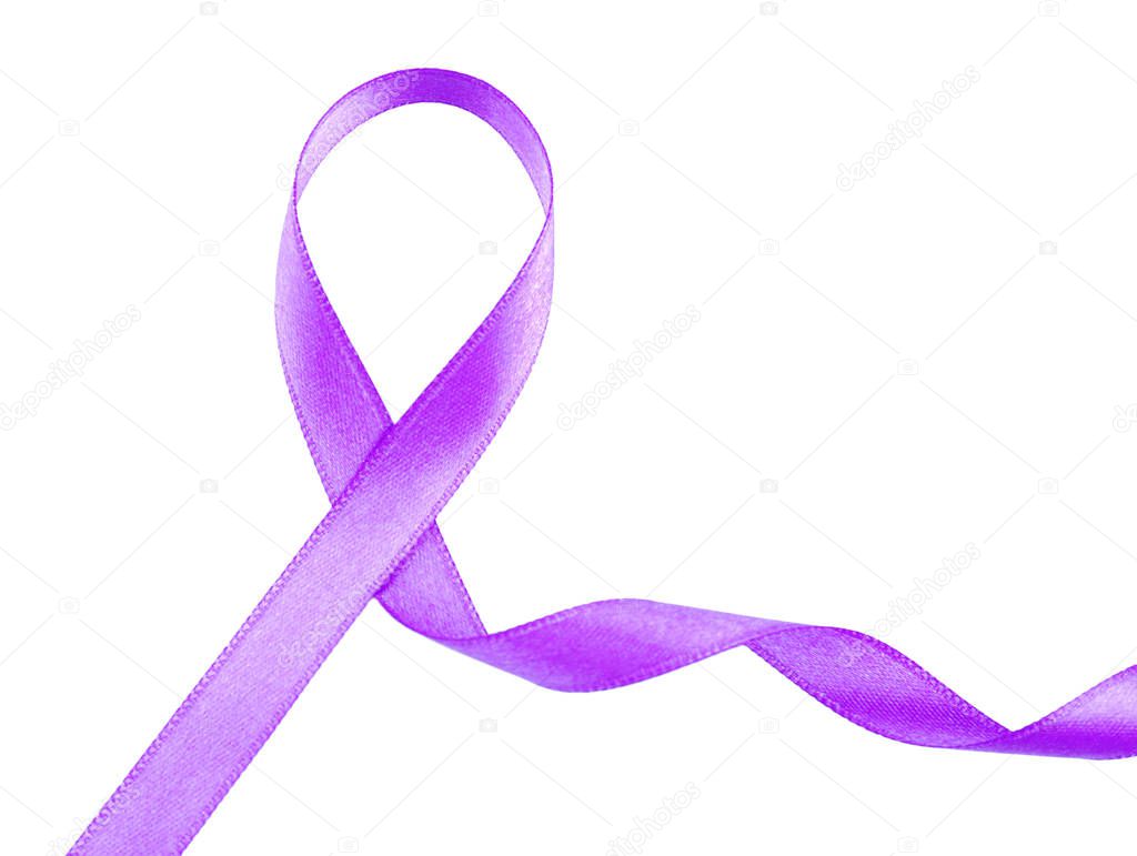 Violet ribbon on white background
