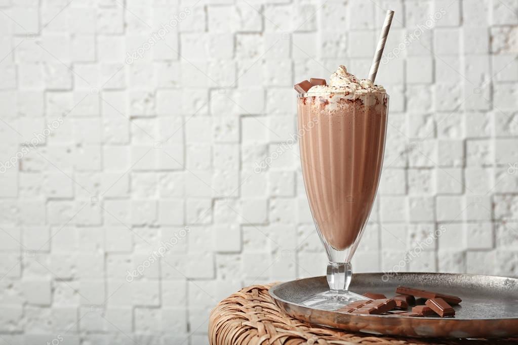 Delicious milkshake in glass