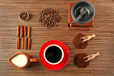 Kahve kompozisyon Üstten Görünüm