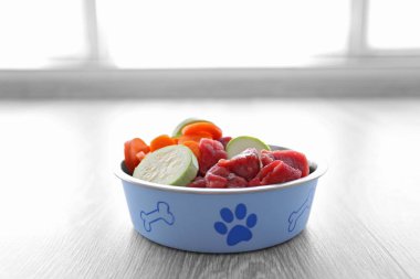 Organic dog food in bowl clipart