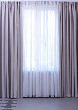 Room window with curtains clipart