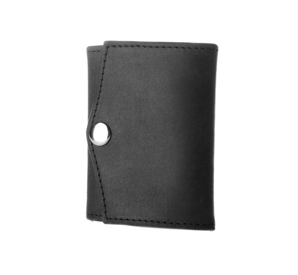 Black leather wallet isolated on white
