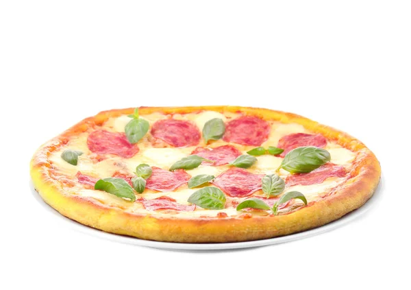 Gustosa pizza su piatto bianco — Foto Stock