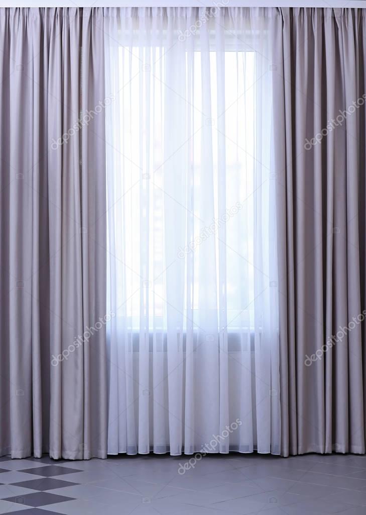 Room window with curtains