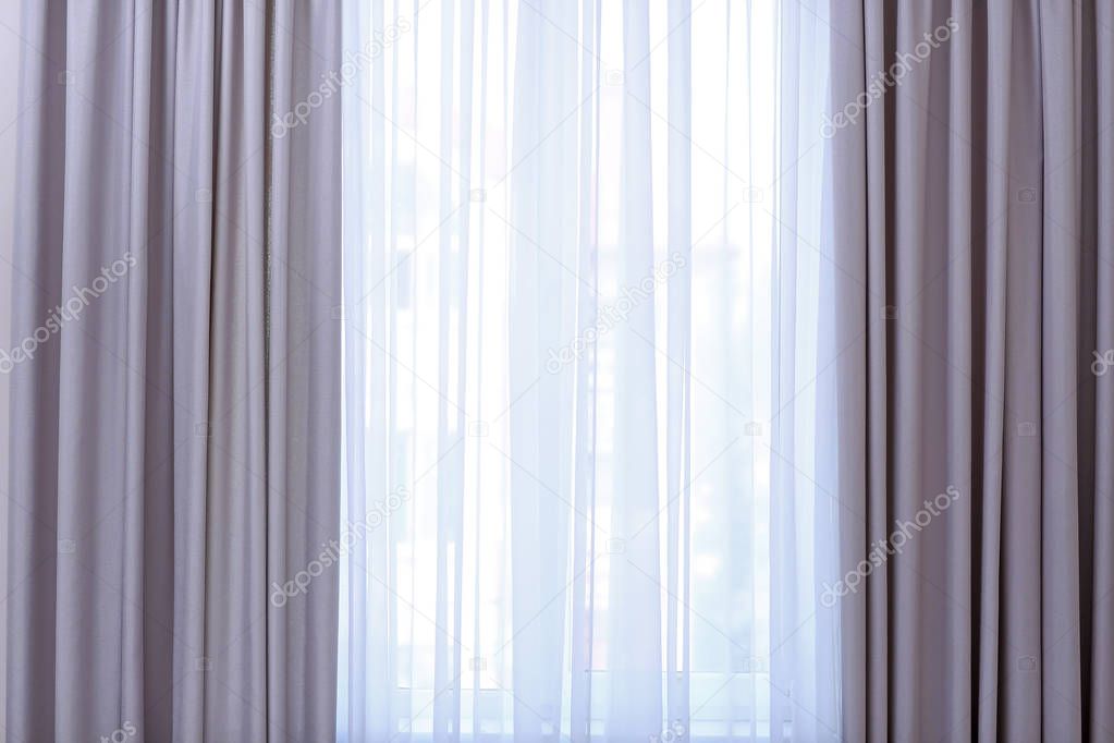 Room window with curtains