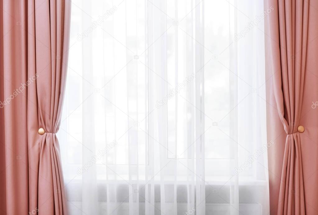 Room window with curtains