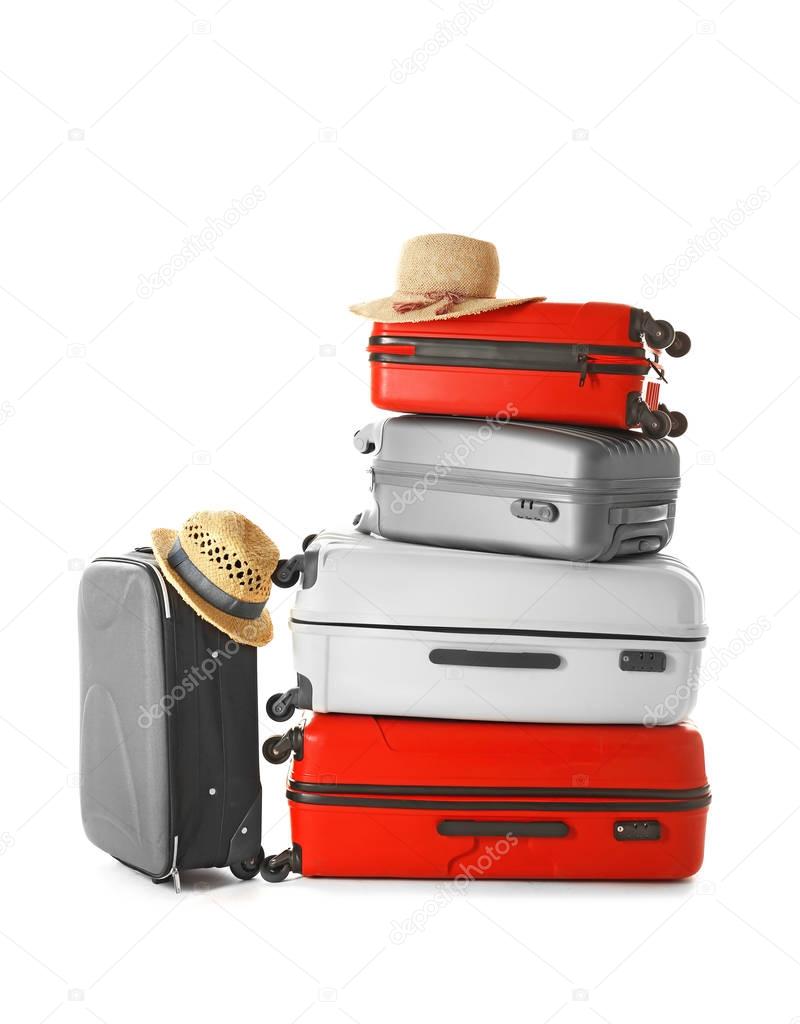 Modern suitcases and hats 