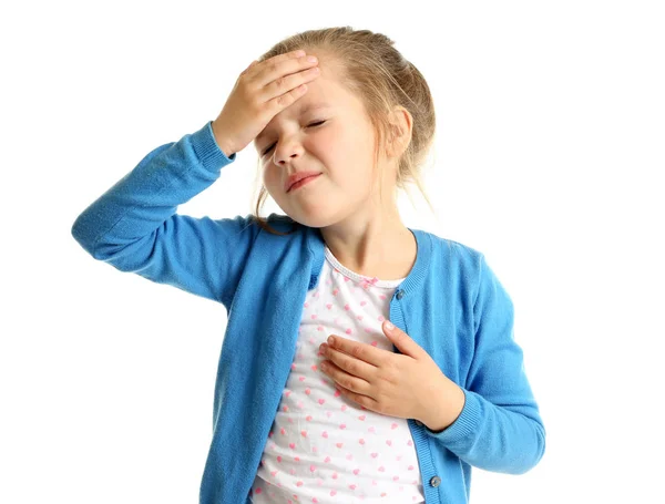 Carino bambina che soffre di mal di testa — Foto Stock